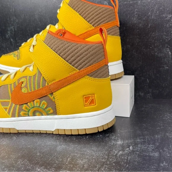 DUNK HIGH PRM SOMOS FAMILIA SHOES SIZE DIA DE MUERTOS GUM SOLE GOLD ORANGE BLACK - Picture 10 of 11